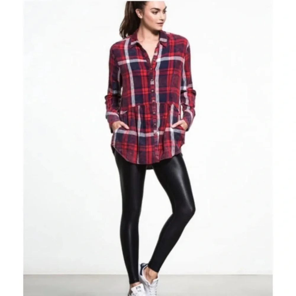Free People Easy Street Plaid Button Up 💕
